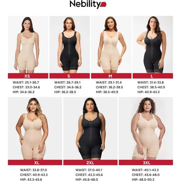 Women's Bodysuit Zipper Crotch Shapewear Control Beige Body Shaper Lifter - Picture 7 of 7